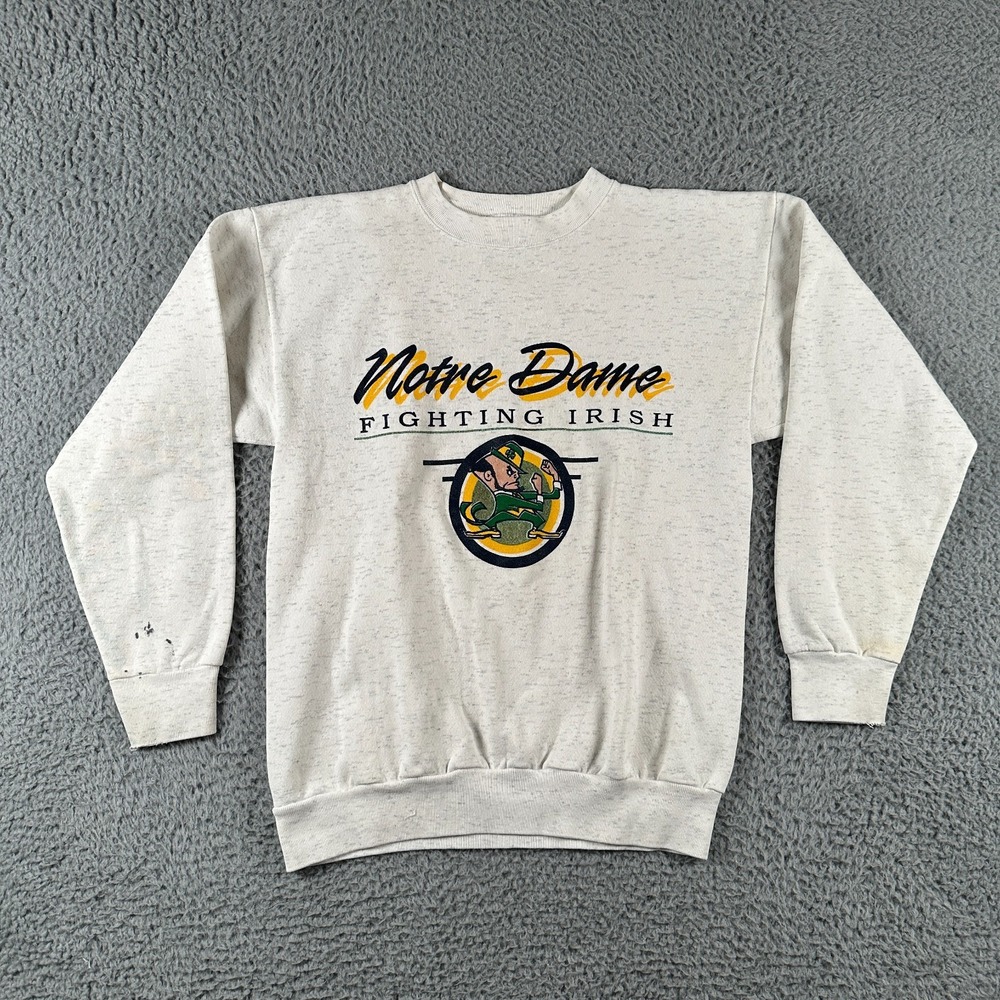 Vtg Notre Dame‎ Fighting Irish Crewneck Sweatshirt Grey Size L TNT Made In USA